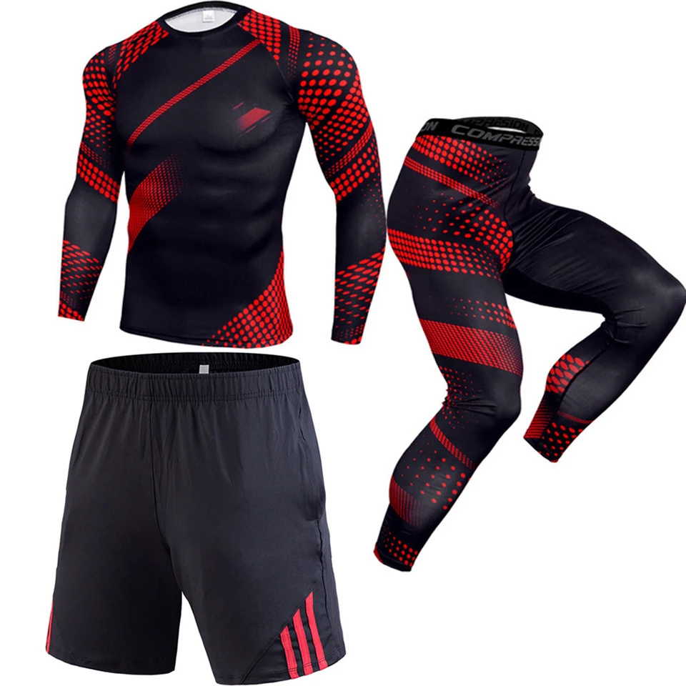 Мужской компрессионный комплект для ММА одежда футболка Rashguard спортивные трико