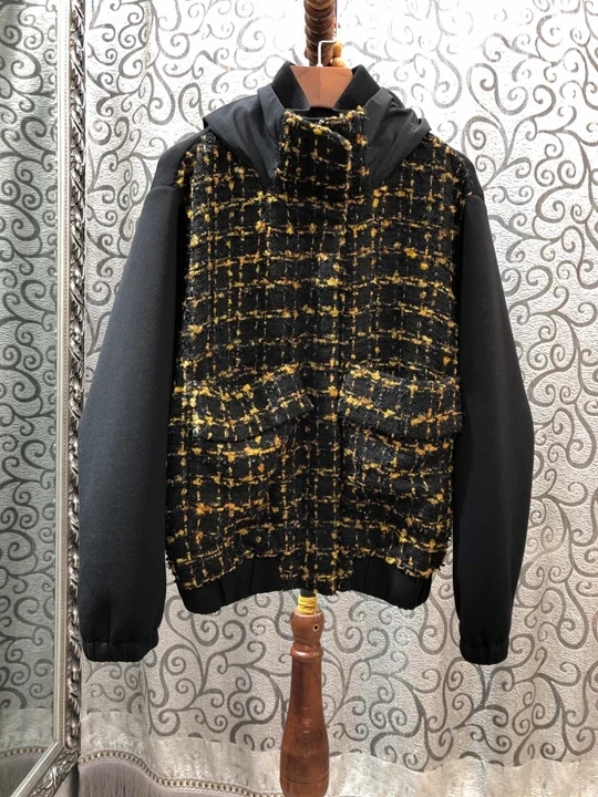 early In autumn of, new women's wear collar, cap and wool stitching space cotton long sleeve, 100 sets of short jacket 1005