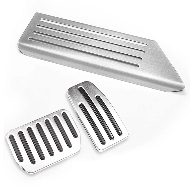 3Pcs Car Footrest Pedal Plate Cover Trim For Tesla Model 3 2017 2018 Stainless Steel Accelerator