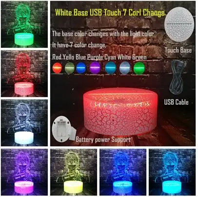 Touch 7 Color change Японское аниме сноска смерти крутая фигурка Ягами настроение свет мультяшный стол 7 цветов USB Crack база RGB Изменение лампы подарок для друзей праздника - Испускаемый цвет: Touch 7 Color change