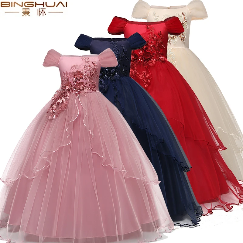 2020 Summer Girl Children Wedding Dress White First Communion Kids Long Lace Princess Party For 3-14 Years Costume Vestido |