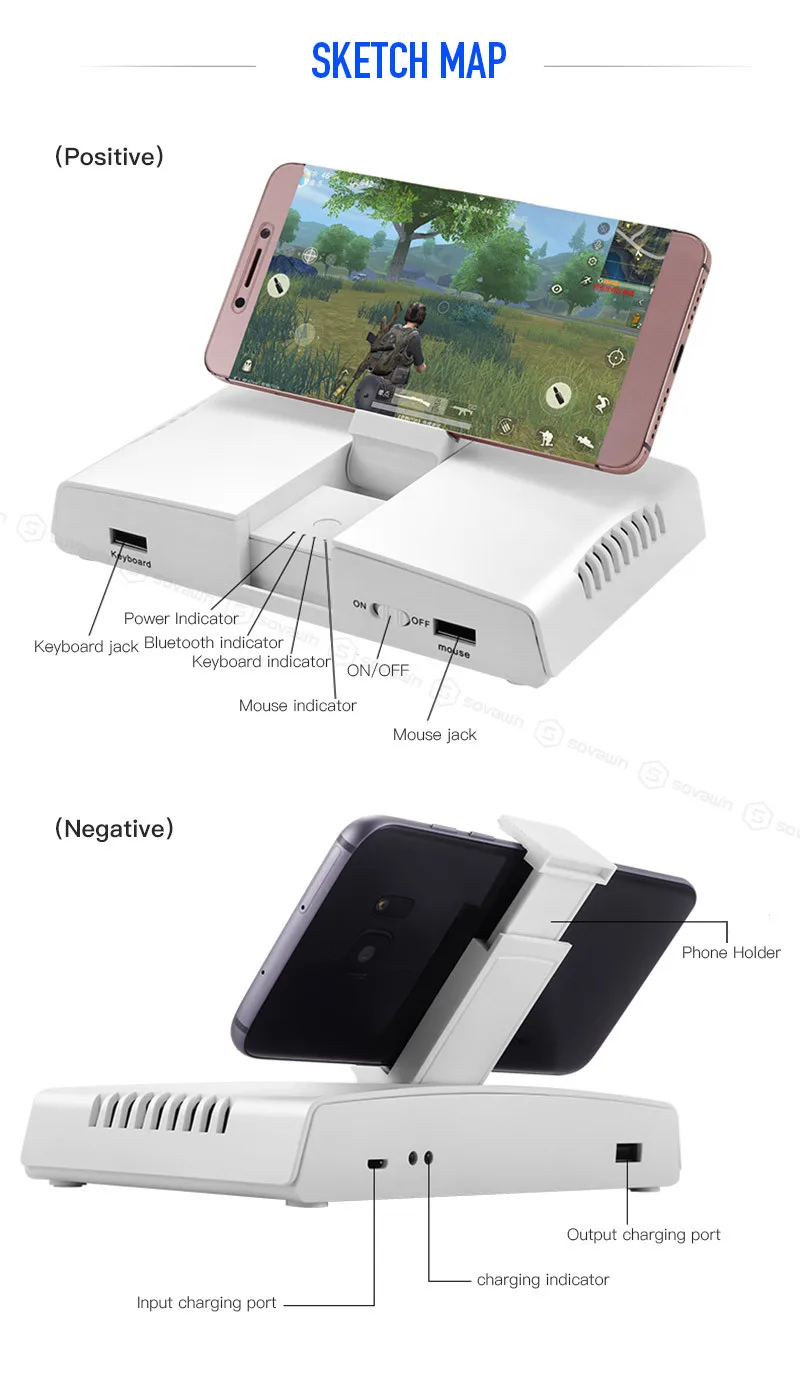 Bluetooth Gameing клавиатура переходник для мыши для Ipad Iphone Android смартфон PUBG мобильный адаптер геймпада с держателем для телефона