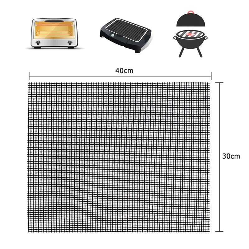 2PC/1PC Non Stick BBQ Grill Mesh Reusable Grilling Net Barbecue Mat Portable for Outdoor Grilling Cooking Baking Barbecue