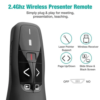 

Wireless Remote Control 2.4G USB Presenter Pointer Work for Powerpoint Windows System Replacement Laser Pointer