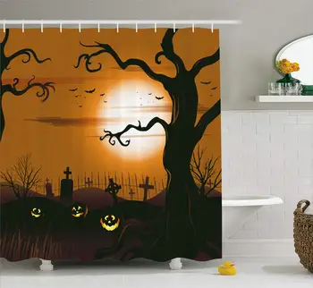

Forest Shower Curtain Path in Dark Deep in Forest with Fog Halloween Creepy Twisted Branches Picture Cloth Fabric Bathroom Decor