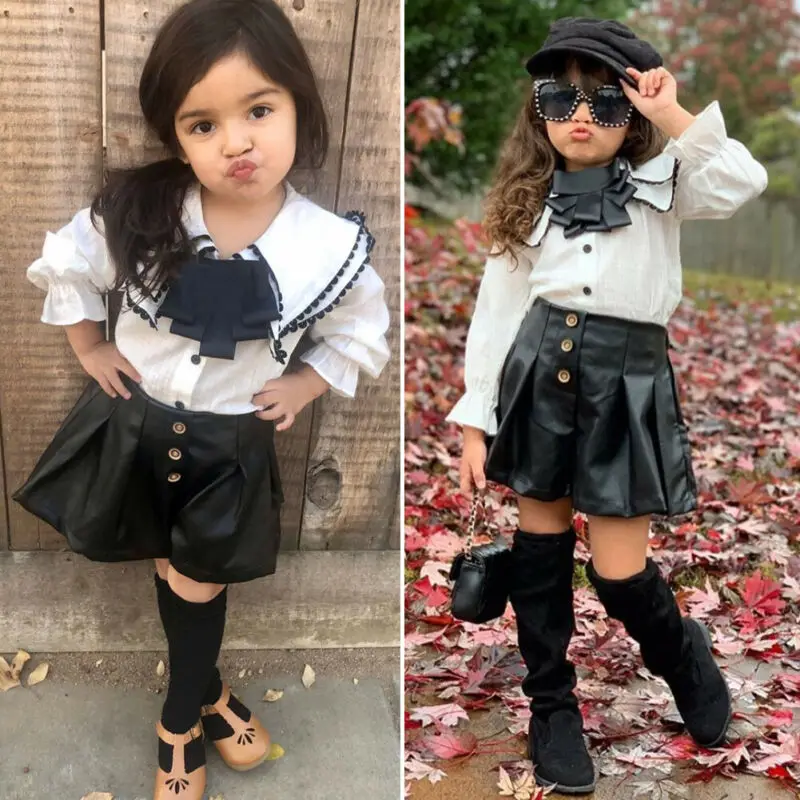 Imcute/Коллекция года; Осенняя детская одежда с длинными рукавами и пуговицами для маленьких девочек и мальчиков; топы с кисточками; рубашка; комплекты с кожаными шортами