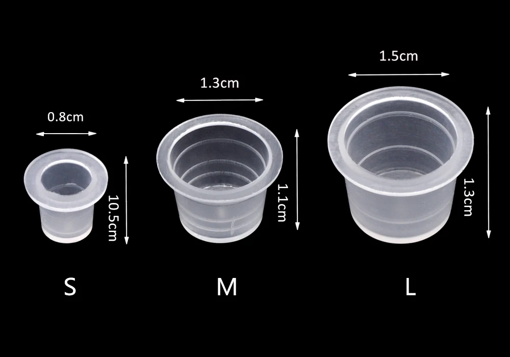 100 шт S/M/L пластиковые одноразовые микроблейдинг чернила для татуажа пигмент прозрачный держатель контейнер с крышкой аксессуары для татуажа Перманентный макияж