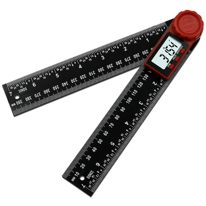  7In 200Mm 360 Degree 2 in 1 Digital Lcd Display Protractor Angle Finder Folding Ruler