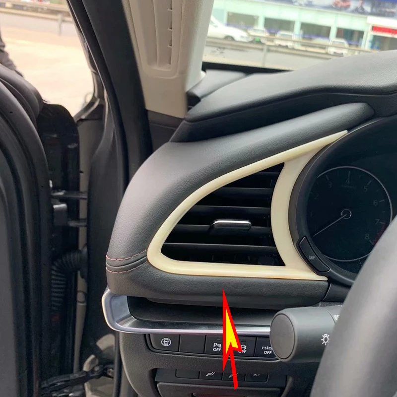 2pcs For Mazda 3 Axela- Carbon fiber ABS Interior Side Air Vent Outlet Cover Trim Car Accessories