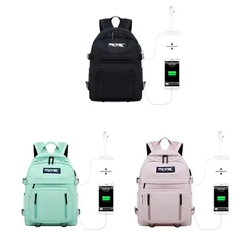 

NoEnName_Null Women Girl School Backpack with USB Charging Port Bookbags Teenage Travel Rucksack Shoulder Bags