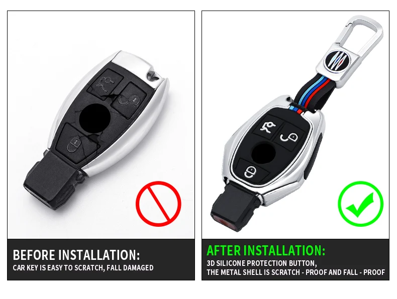 Custodia per chiave A distanza per auto in lega di zinco Shell Fob per Mercedes Benz A B C R classe G GLK GLA CLA W204 W251 W463 W176 accessori - H162d77470b174406b9911f852b975f80K