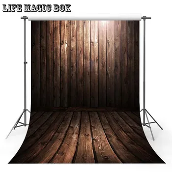 

LIFE MAGIC BOX Brown Wedding Wooden Board Background Photography Studio Baby Shower Backdrop Floor-593
