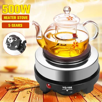 

Electric Heater Stove 500W Multifunctional EU Plug Kitchen Heating Plate Furnace Cooking Milk Coffee Heater 5 Gears Adjustable