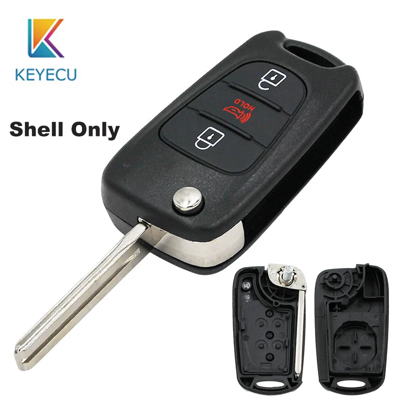 

KEYECU New 3 Buttons Flip Folding Remote Key Shell For KIA Rondo Sportage Soul Rio Car Replacement Key Case Cover