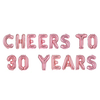 

15pcs 16inch cheers to 30 years Happy Birthday Rose Gold letter Number Foil Balloon Birthday Party Decor Supplies