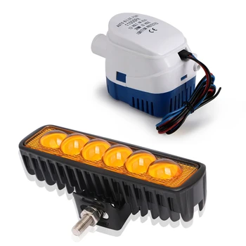 

1 Pcs 12V Automatic Water Bilge Pump 750Gph & 1 Pcs 6 Inch Led Light Bar Bar Spotlight Flood Lamp Driving