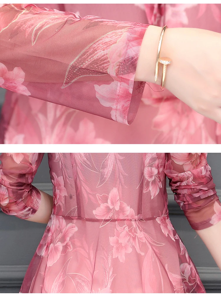 Осень-зима, базовые рубашки, блузки, женские модные топы с длинным рукавом и v-образным вырезом, зеленые, розовые, с цветочным принтом, шифоновые туники, топ с баской 514