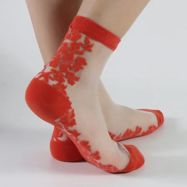 Женские ультратонкие прозрачные носки с узором 3