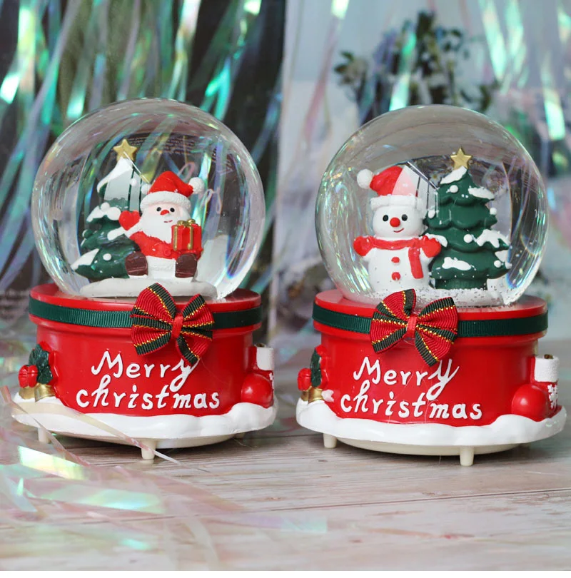 Rotating Music Box Creative Christmas Santa Claus Snow Globe Crystal Ball Christmas Decoration For Home Decoration Accssories