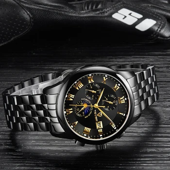 

Tevise Top Brand Mechanical Watches For Men Stainless Steel Multi-function Automatic Watch Luxury Skeleton Watch Men Clock