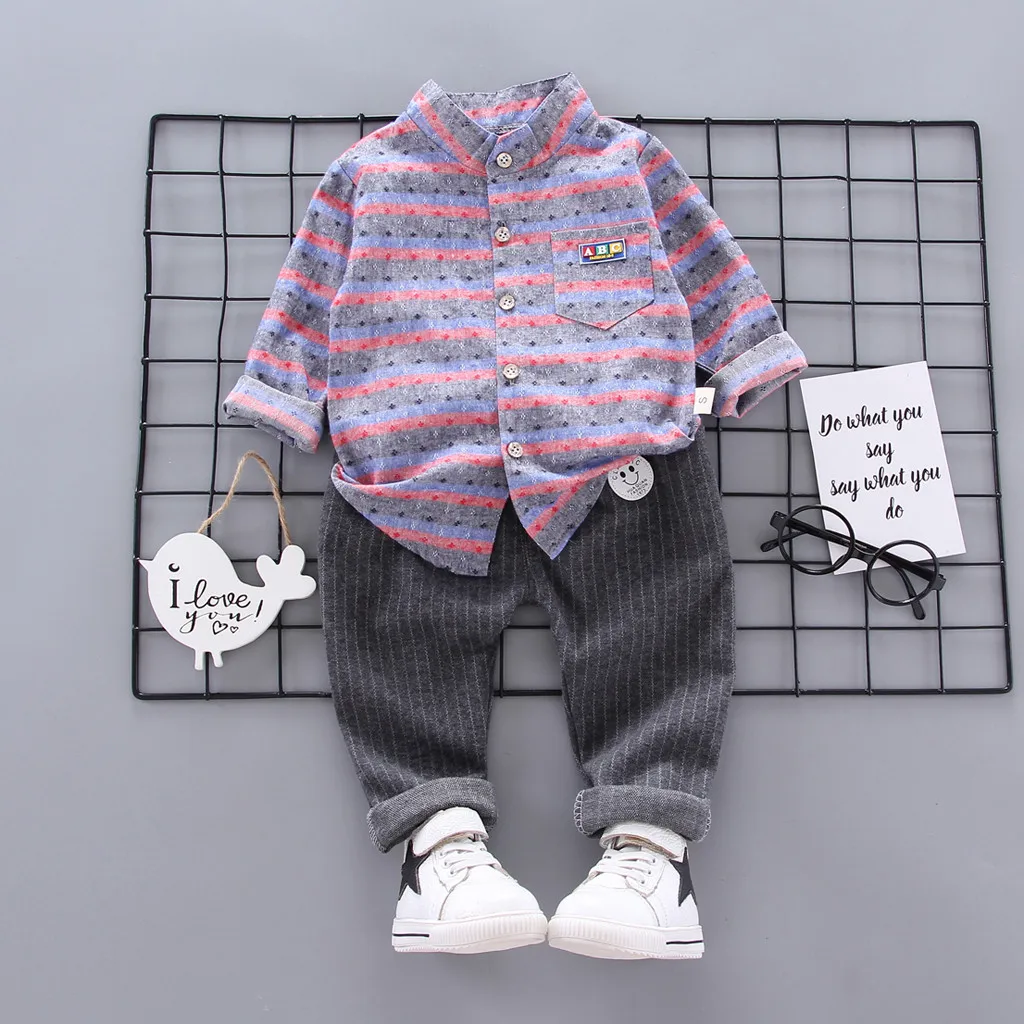 Children Clothing Autumn Winter Toddler Boys Clothes Outfits Plaid Kids Clothes Sport Suits For Boys Clothing Sets 1-4 Year