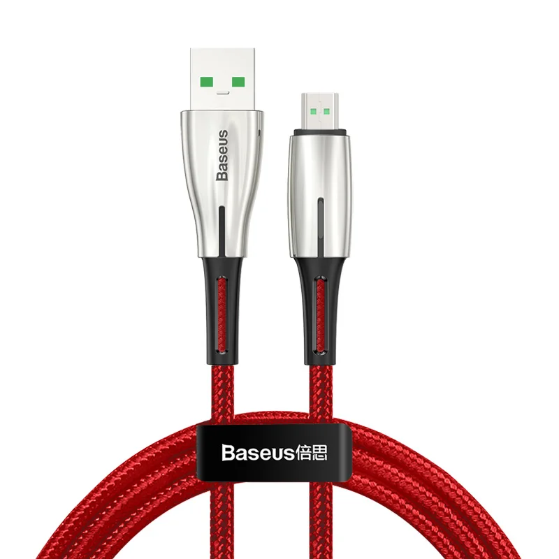 Red Baseus Micro USB кабель 4A флэш-зарядка для OPPO VOOC Microusb кабель зарядное устройство для samsung Xiaomi Android мобильный телефон провод шнур - Цвет: Red