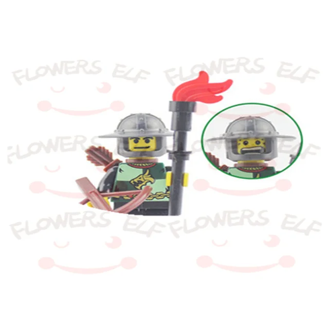 1PCS Blue Lion Red Green Dragon Knight Mini Two-person Villain Middle Age Assembling Building Blocks Children'sToy Medieval Knig 9806F