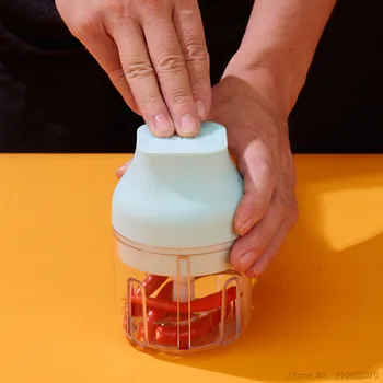 

USB Rechargeable Electric Meat Grinder Food Processor Wireless Vegetable Chopper Cutter Mini Meat Grinder Crusher Multifuntional