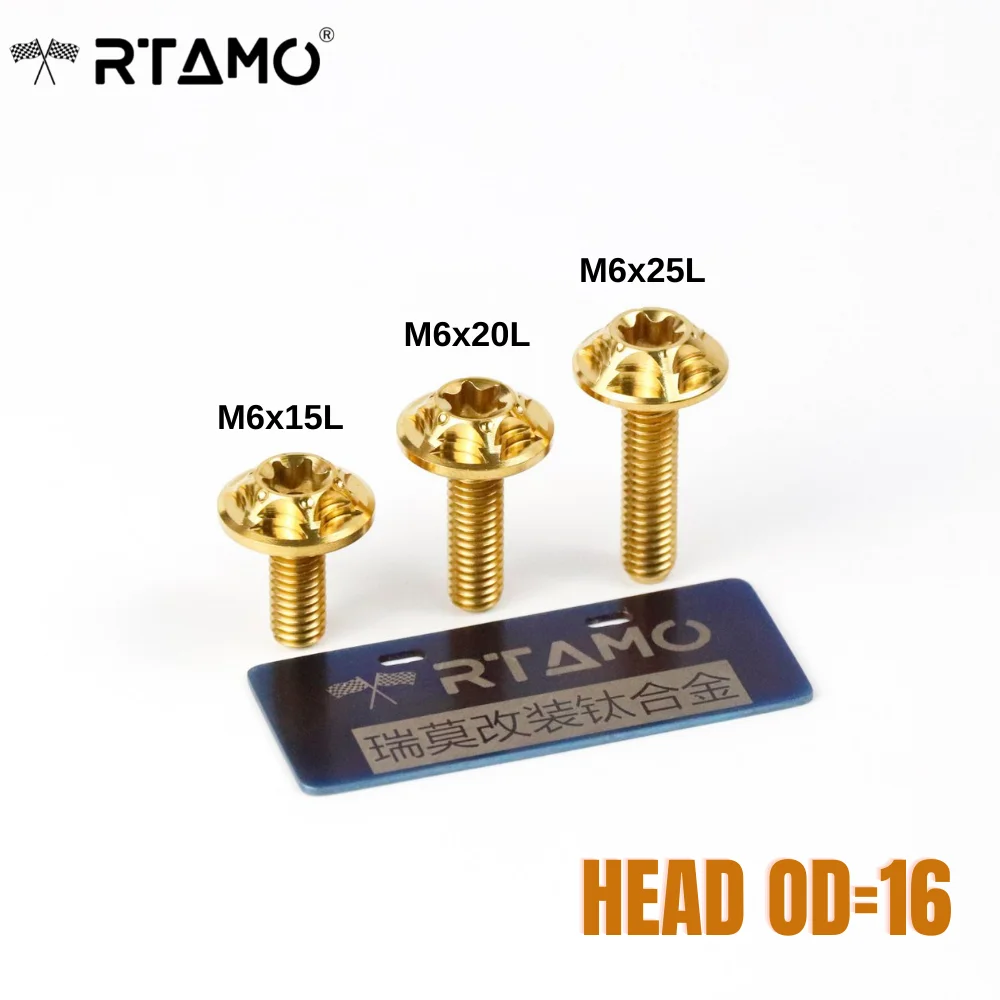 Big Head Titanium Screws T40 Disc Brake Rotor M6X15/20/25mm(OD = 16) Ti Bolts for Bike Motorcycle and Car Parts car screws motorcycle screws auto fasteners motorcycle fasteners 1PC