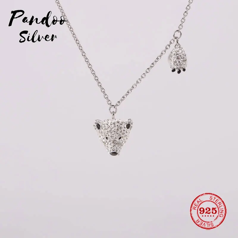 

PANDOO Fashion Charm Pure 925 Silver Original 1:1 Copy, Fashion Arctic Fox Wild Pendant Necklace Female Luxury Jewelry Gifts