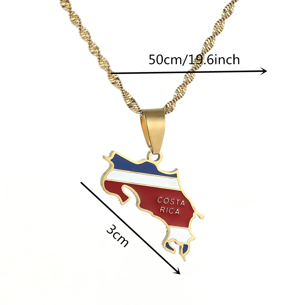 Stainless Steel Costa Rica Map Flag Charm Necklaces La Republica de Costa Rica Map Pendant Chain 2