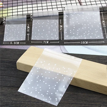

100pcs/set Scrub Gift Packing Bag Plastic Biscuits Packaging Bread Baking Supplies White Dot candy Cookies Package wedding decor