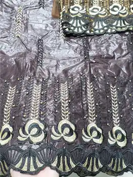 

Hot sales Gezner African Bazin riche lace with beads fabric with scarf for Woman Party Dresses 5+2Yds/pcs white