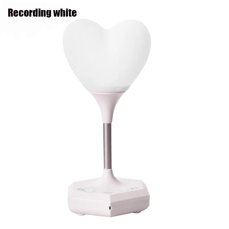Креативная Сенсорная лампа с сердцем, зарядка через usb, силикагель, романтическая лампа с сердцем, светодиодная лампа с дистанционным управлением, лампа для спальни - Испускаемый цвет: Recording white