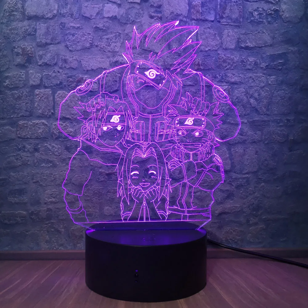Наруто акриловый мультфильм дети Какаси Саске Сакура 3D USB светодиодный