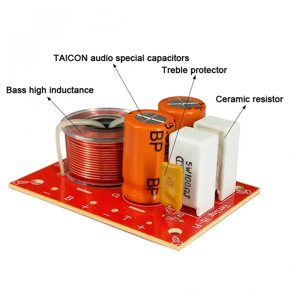 80W Speaker 2 Way Audio Frequency Divider Loudspeaker 2 Unit Crossover Filters for Speakers