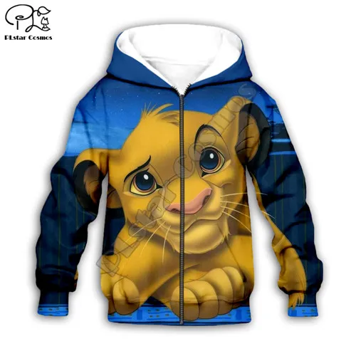 Kids zip hoodies Толстовка с капюшоном с изображением Галактики, Симбы, Льва, короля, детские толстовки на молнии с 3d принтом топ с длинными рукавами для мальчиков и девочек, штаны, Прямая поставка - Цвет: Kids zip hoodies