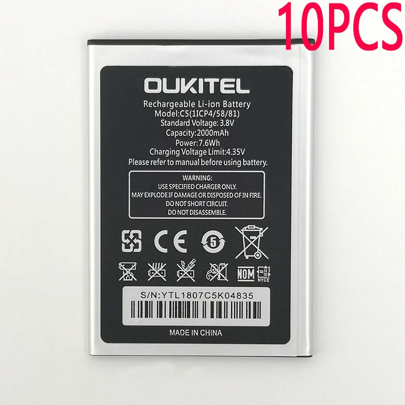 10 шт. 2000 мАч C5 батарея для OUKITEL C5 PRO/C5 мобильный телефон новейшее производство высокое качество батарея+ номер отслеживания