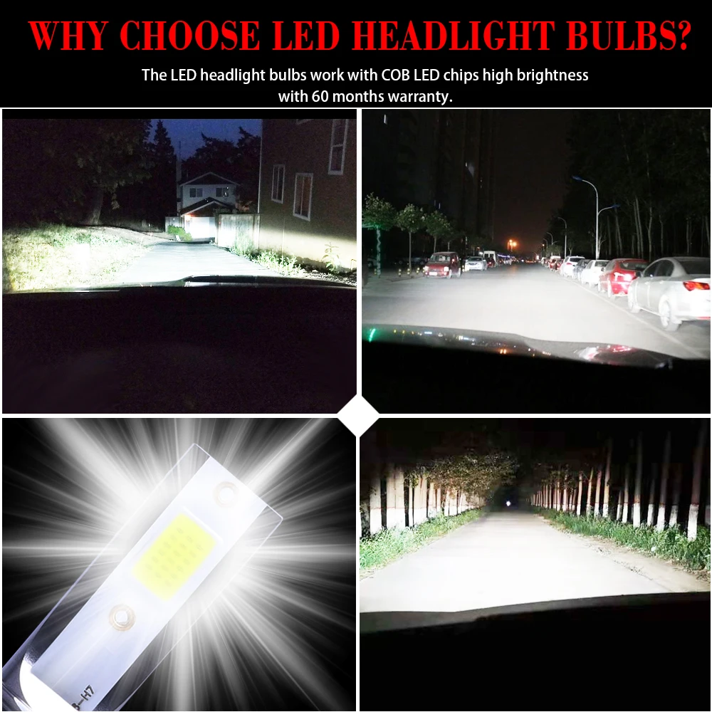 LED Car Lights LED Lights LED Bulbs LED Headlights LED Car Headlights Car Headlamps 2PC H4 H7 LED H11 H8 H1 9005 9006 Car LED Headlight Bulbs 80W 12000LM 6000K 24v