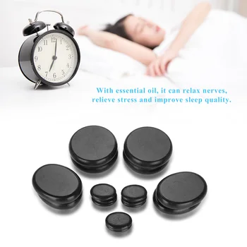 

16Pcs/Box Hot Spa Black Basalt Circle Oval Shape Stone Essential Oil Volcanic Massage Health Care Relaxation for Sleeping