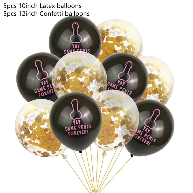 10pcs gold Confetti1 Украшения для девичника тот же пенис навсегда воздушный шар невесты быть баннер гирлянда для девичника курица вечерние Mr Mrs Свадебные украшения - Цвет: 10pcs gold Confetti1