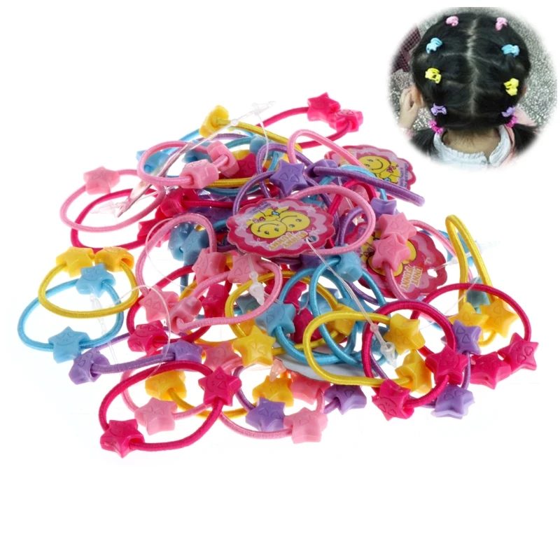 

50Pcs Elastic Rubber Hair Rope Band Ponytail Holder Accessories For Kids Girl Q0KB