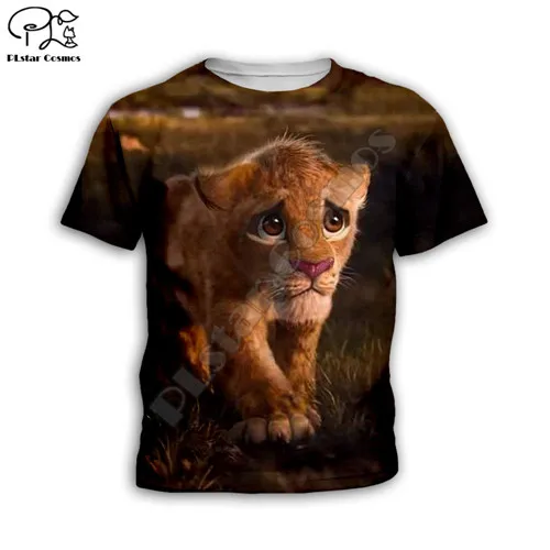 Kids t shirts В году, толстовки с капюшоном с 3D принтом "Король Лев" детская одежда топы с длинными рукавами на молнии для мальчиков и девочек - Color: Kids t shirts