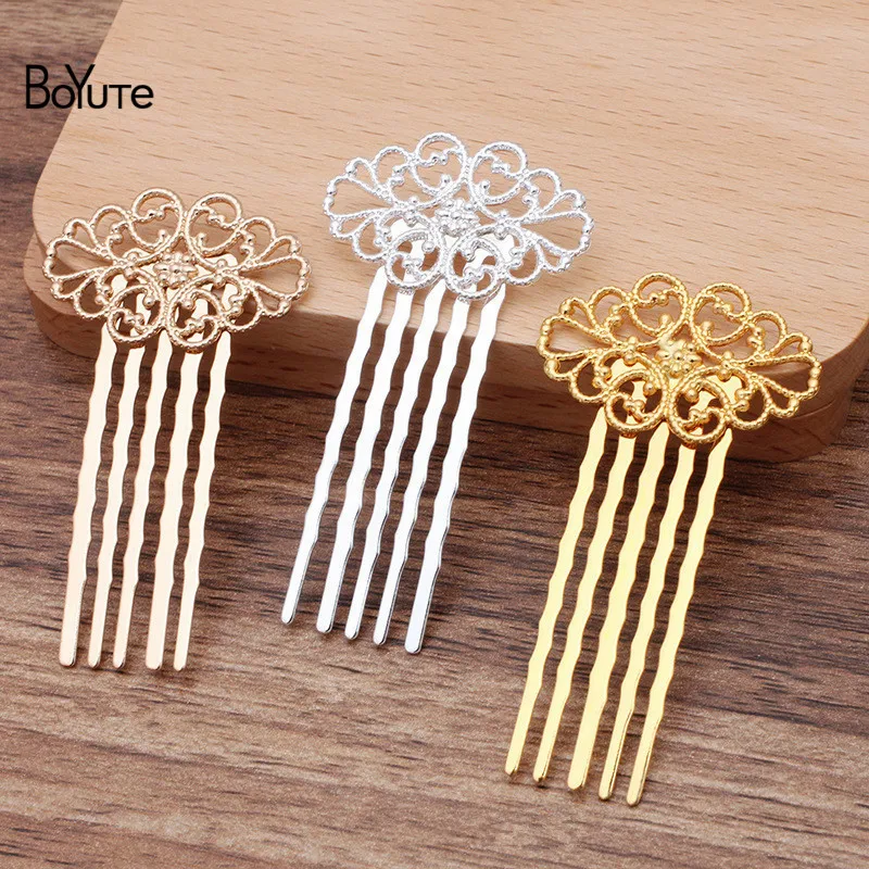 

BoYuTe (10 Pieces/Lot) 5 Teeth Metal Filigree Flower Hair Comb Tiara Diy Bridal Wedding Hair Accessories Wholesale
