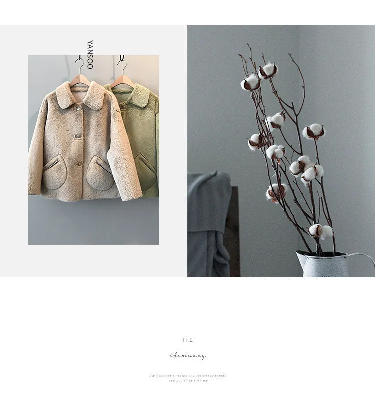 winter new fur one piece rabbit like coat women's loose temperament warm and thickened top winter coat women