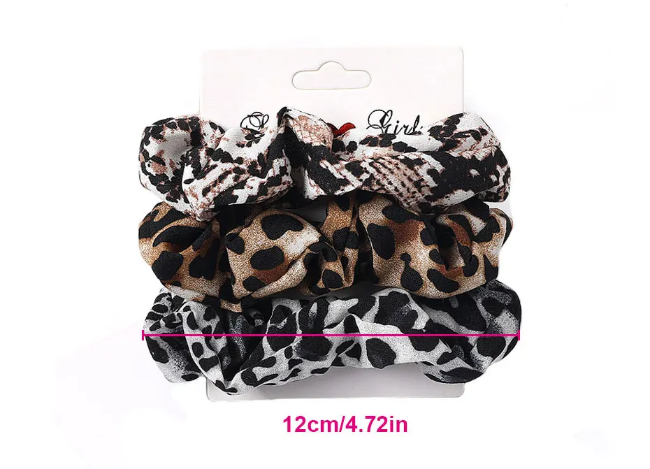 3PCS/1PC Vintage Velvet/Silk Leopard Pure Color Scrunchies Set Elastic Hair Bands Ponytail Holder Fashion Hair Accessories ladies headband