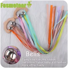 Fosmeteor – hochet avec ruban arc en ciel en bois de hêtre pour bébé, jouet éducatif pour nouveau né, couleur Montessori