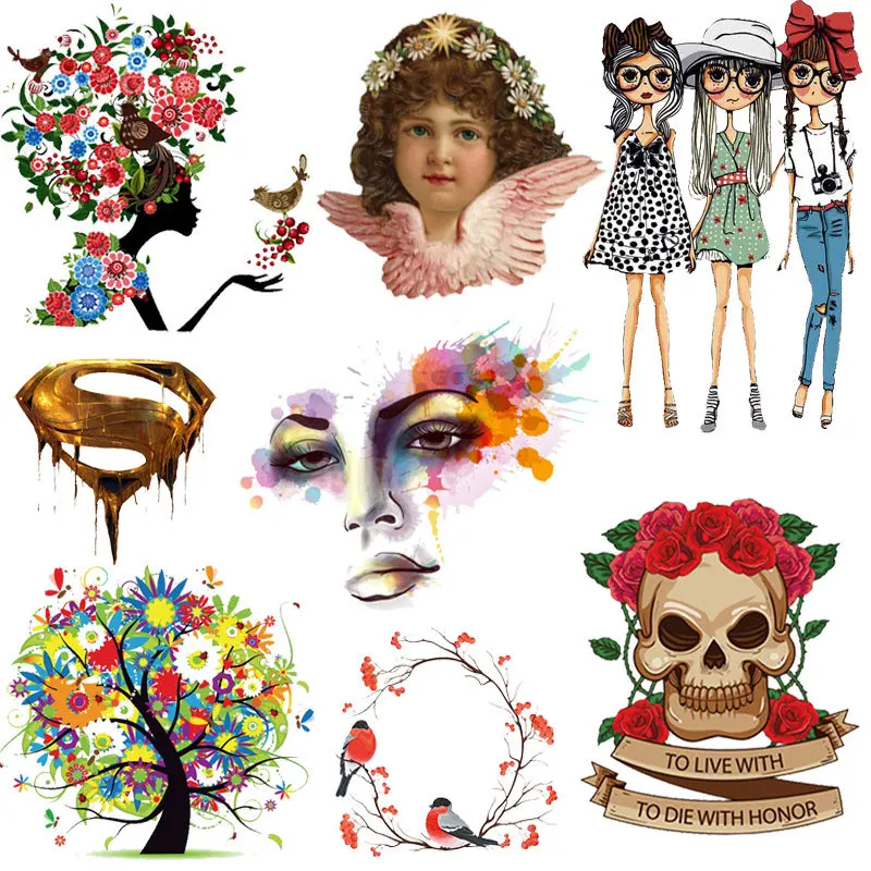 

Cute cartoon bronzing DIY girl printing heat transfer pattern environmentally friendly washable for clothing DIY design