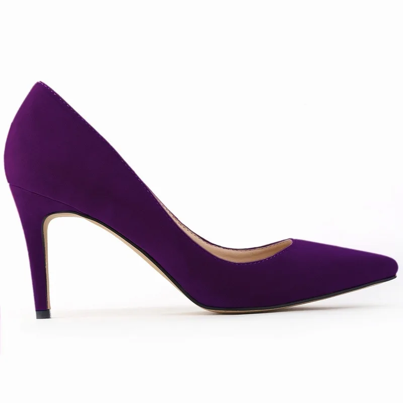 Women's Pumps Thin High heels Sexy Wedding Party Pointed Toe Flock 8CM Slip On shoes for women 2023 size 35-42 black blue