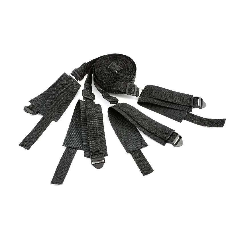 Сексуальные черные нейлоновые наручники и манжеты на лодыжках под кроватью БДСМ